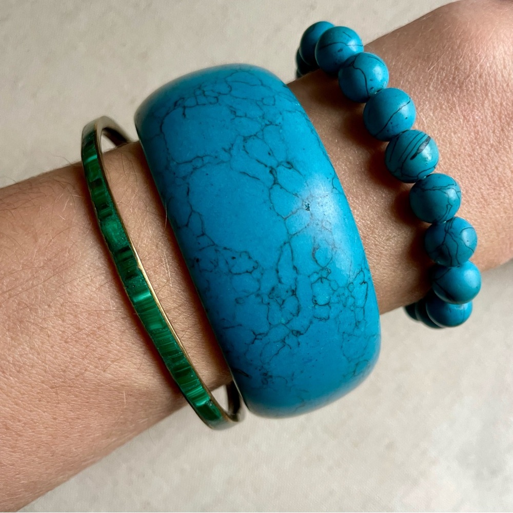 Turquoise and Gold Cuff Bracelet Set